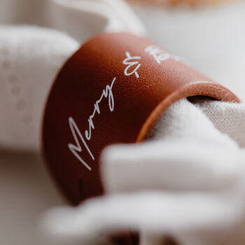 Set Of Two Personalised Leather Napkin Rings, 7 of 8