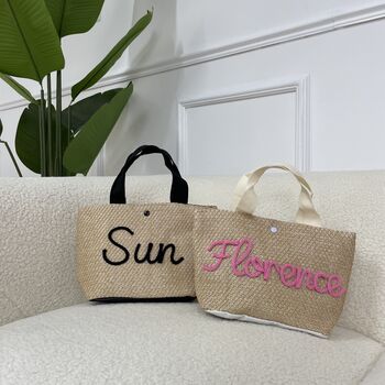 Personalised Crotchet Mini Straw Hand Bag, 4 of 5