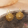 Gold Filigree Flower Hook Earrings, 18k Gold Vermeil, thumbnail 8 of 9