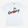 Groovy Men’s Slogan T Shirt With Cherry Graphic, thumbnail 3 of 3