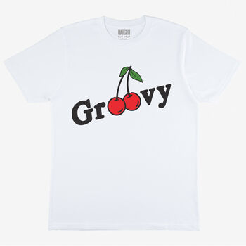 Groovy Men’s Slogan T Shirt With Cherry Graphic, 3 of 3