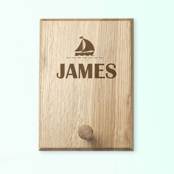 Personalised Kid's Sailing Boat Coat Hook, 2 of 6