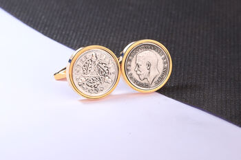 1936 90th Birthday Silver Threepence Coin Cufflinks, 2 of 5