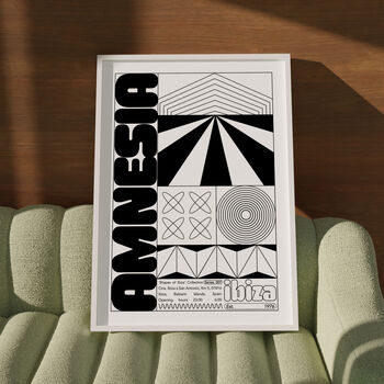 Amnesia Ibiza Club Print | Poster | Wall Art | Geometric | Dj | Clubbing | Patterned | Bauhaus | Print | House Music | Rave, 4 of 8