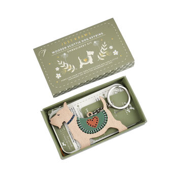 Wooden Scottie Dog Keyring Embroidery Kit | Craft | Hobby, 3 of 8