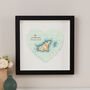 Personalised Location Guernsey Map Heart Print, thumbnail 1 of 4