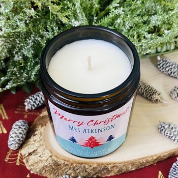 Personalised Teacher Christmas Gift Snowfall Candle, 3 of 3