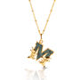 Gold Plated M Initial Necklace With Green Marble, thumbnail 1 of 6