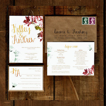 Watercolour Floral And Calligraphy Wedding Invitation, 3 of 12