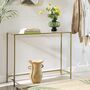 Tempered Glass Console Table With Golden Frame, thumbnail 1 of 7