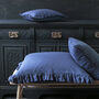 Blue Linen Ruffle Cushion, thumbnail 1 of 2