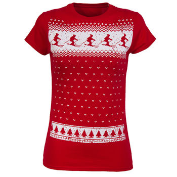 Womens Festive Christmas Ski Tshirt, 4 of 8