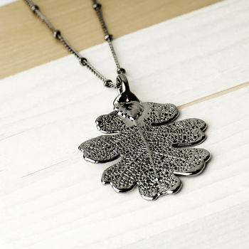 Small Lacey Oak Real Leaf Necklace, 3 of 12