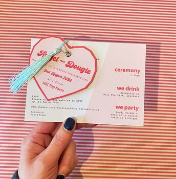 Retro Heart Wedding Invitation, 2 of 11