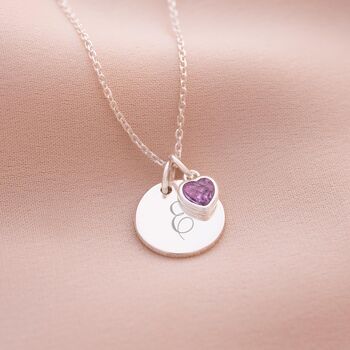 Initial And Heart Birthstone Personalised Necklace, 3 of 9