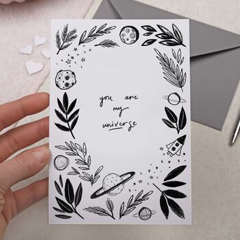 My Universe Valentines Day Card Monochrome Botanical, 2 of 2