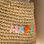 Embroidered Happy Woven Straw Bag, thumbnail 3 of 5