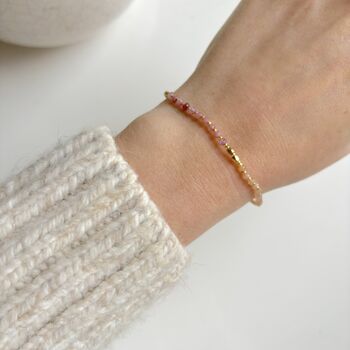 Dainty Pink And Gold Beaded Bracelet, 2 of 3