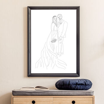 Custom Wedding Line Art Print Personalised Portrait, 4 of 10