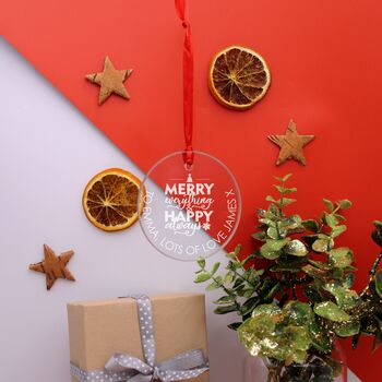 Personalised Merry Christmas Hanging Glass Decoration, 2 of 3