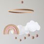 Rainbow And Cloud Baby Mobile White And Gold, thumbnail 5 of 5