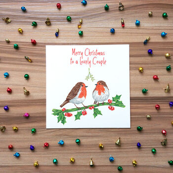Personalised Robin Couple Christmas Card, 7 of 7