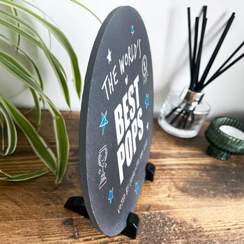 Personalised The World's Best Dad Circular Slate With Stand 20cm, 4 of 6