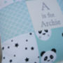 Panda Alphabet Cushion Mint And Grey, thumbnail 8 of 9