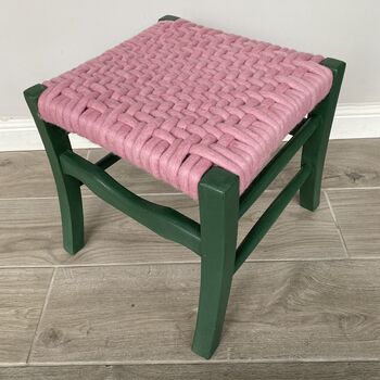 Upcycled 70's Woven Stools With Felted Merino Wool, 8 of 12