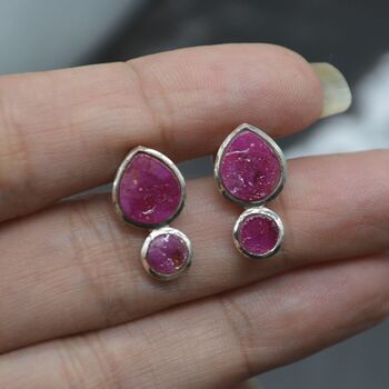 Raw Ruby Stud Earrings: July Birthstone, 4 of 6
