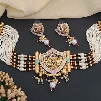 Traditional Multi Strand White Pearl Diana Choker, 3 of 4