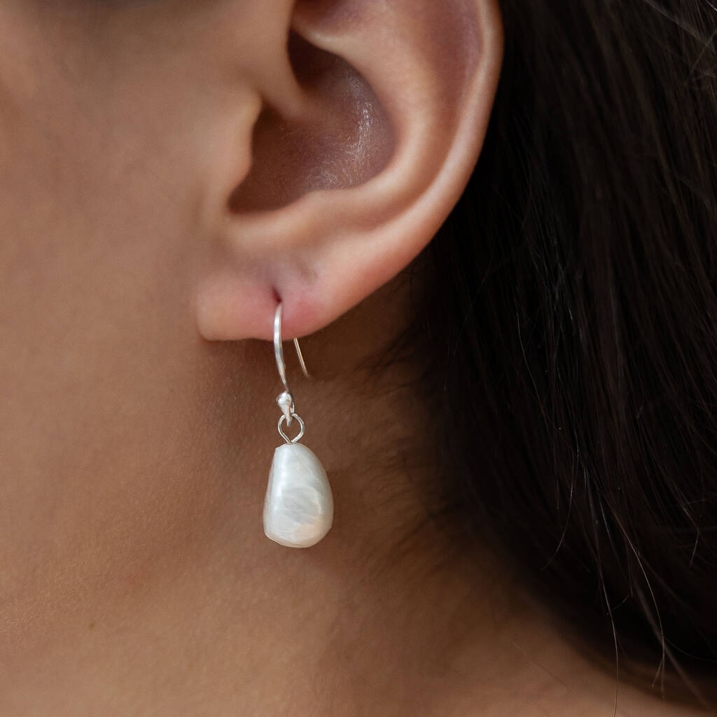 Baroque Pearl Drop Earrings, 1 of 2