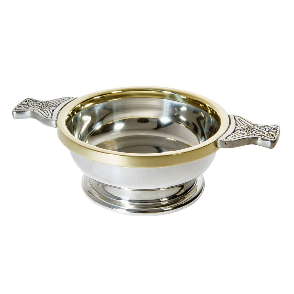Pewter Quaich With Brass Rim, 1 of 7