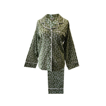 Cotton Pyjamas Green Falling Leaf, 4 of 5