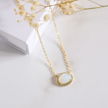 Bianca Moonstone Wedding Pendant Necklace |Gold Plated, 2 of 7