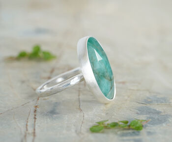 Large Natural Emerald Ring In Sterling Silver, 2 of 3