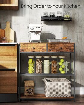 Narrow Console Table Three Tier Fabric Drawer Table, 6 of 7