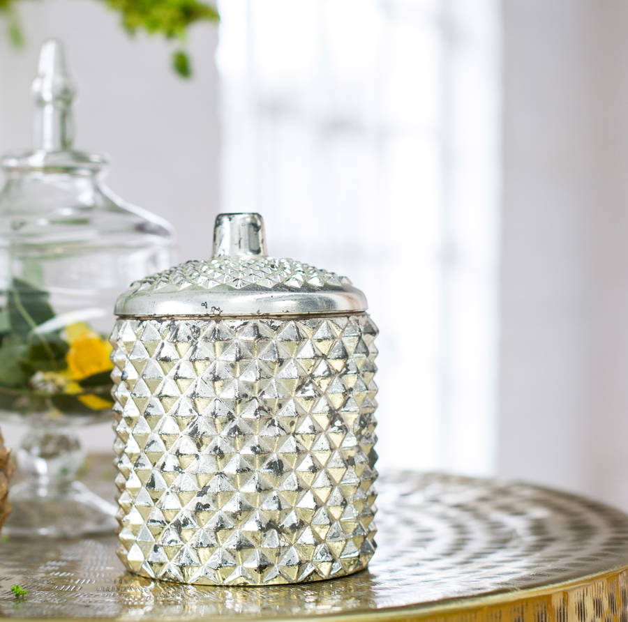 diamond cut silver glass storage jar by the forest & co ...