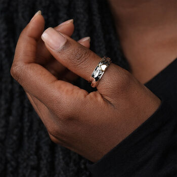 Personalised Sterling Silver Spinner Ring With Brass Heart – 6mm, 3 of 8