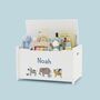 Personalised Safari Animal Design White Toy Box, thumbnail 1 of 2