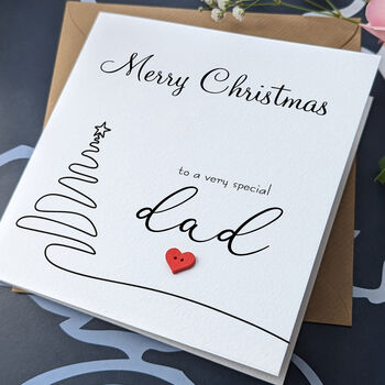 Dad Christmas Card, 3D Wooden Heart, 3 of 4