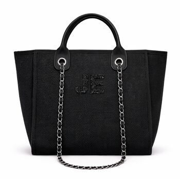 Personalised Black Large Custom Chain Initial Tote Bag, 4 of 8