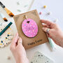 Personalised Easter Egg Pink Wooden Keepsake Card, thumbnail 1 of 2
