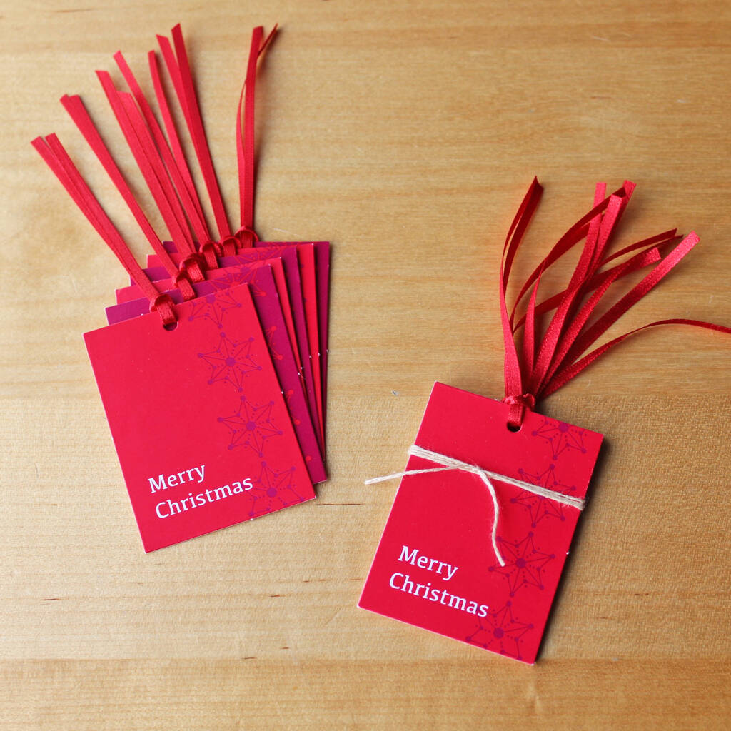 Pack Of 12 'Christmas Red' Gift Tags, 1 of 3