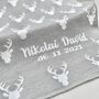 Personalised Knitted Stag Baby Blanket, thumbnail 4 of 12
