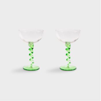 Set Of Two Green Spiral Stem Wine Glasses, 2 of 3