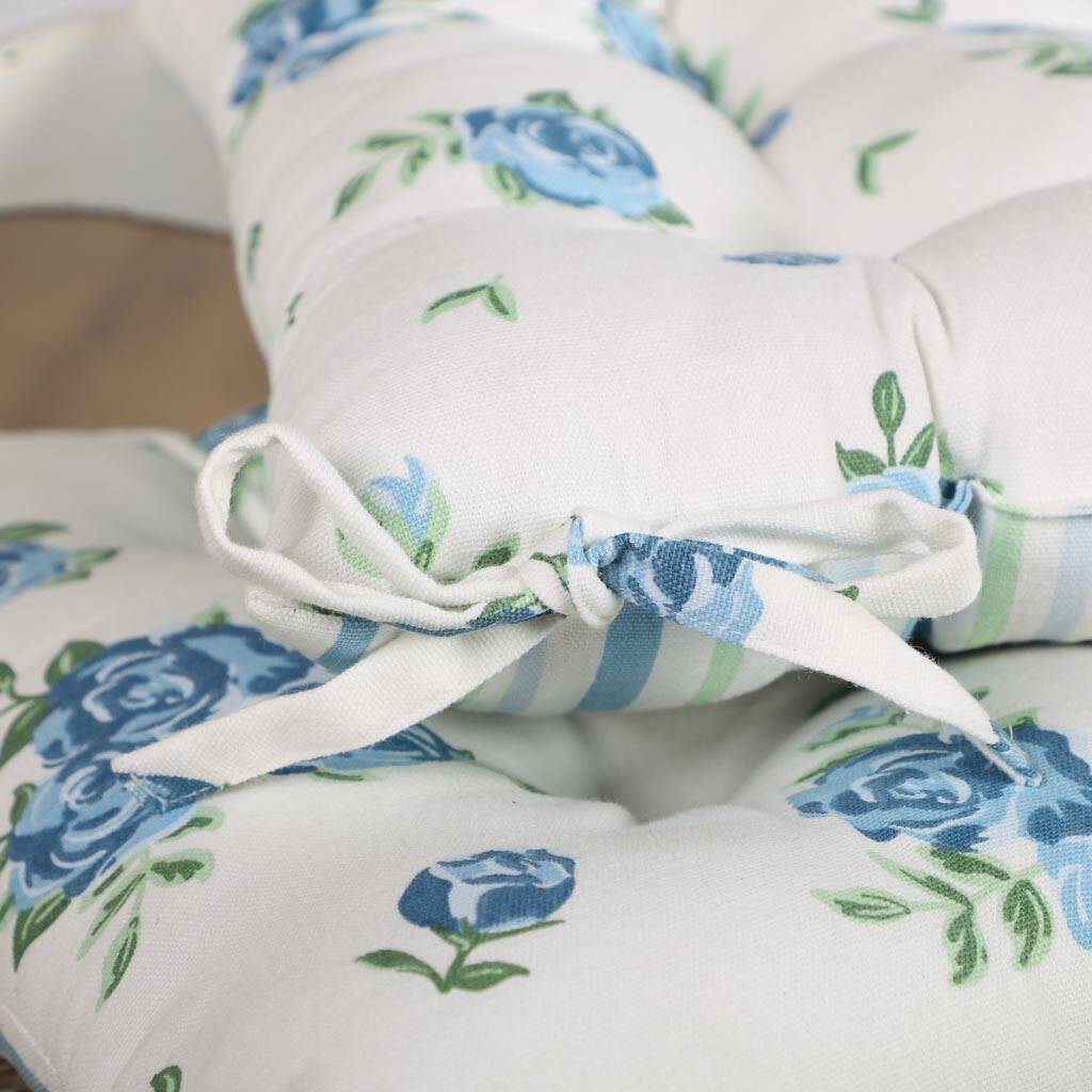 Country Style Floral Tie On Chair Cushions By Dibor