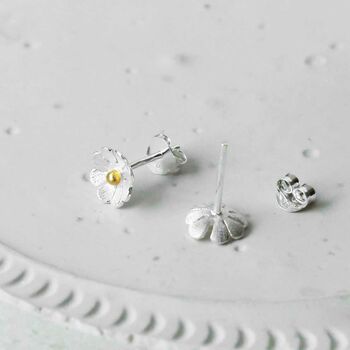Sterling Silver And Gold Plated Dainty Daisy Studs, 3 of 5