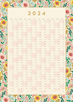 2024 Wall Planner, Calendar, Bright Flowers Design, 7 of 12