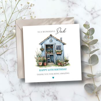 Personalised Dad Birthday Card, Gardening Shed Birthday Card, 2 of 3
